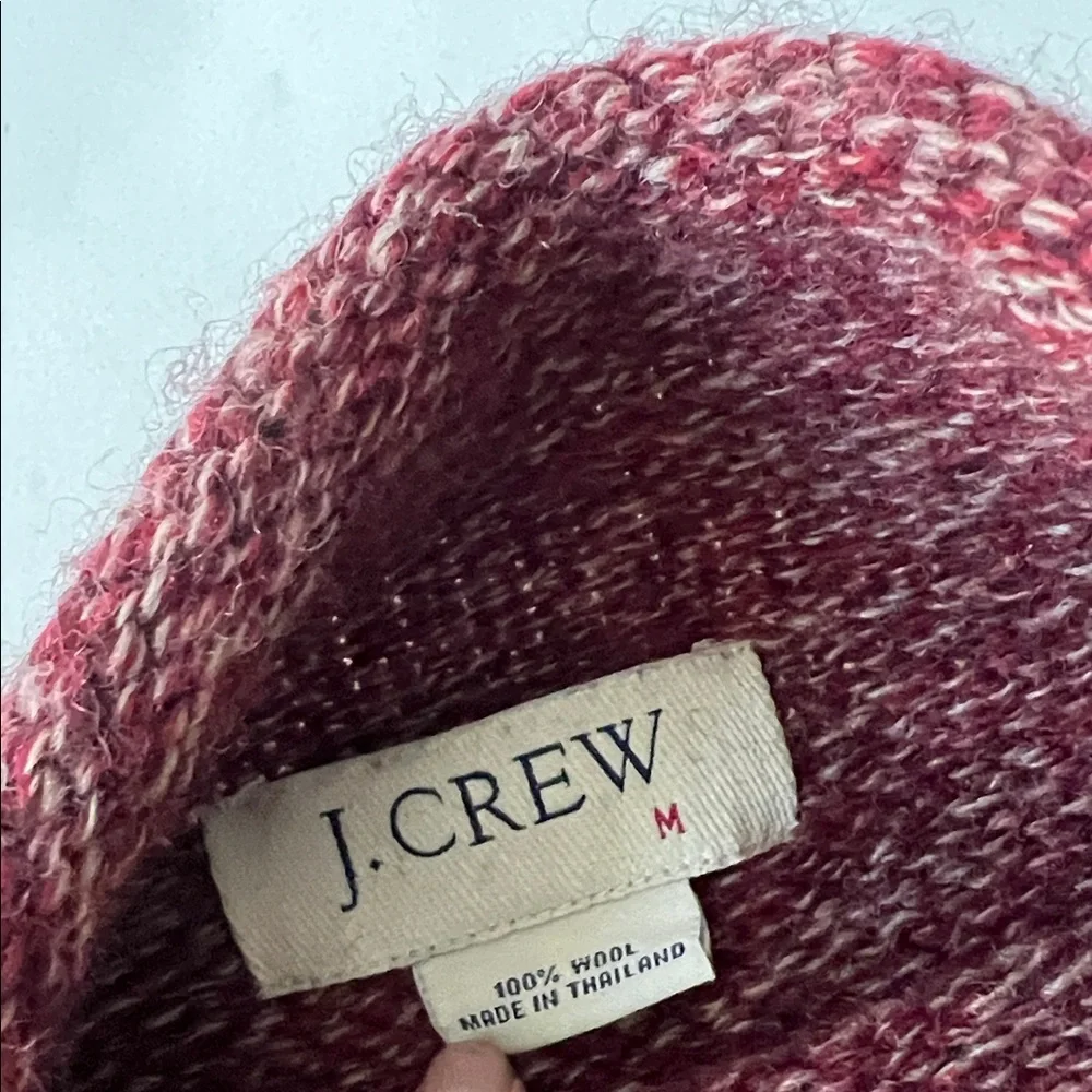 Vintage VTG J.Crew Knit Roll Neck Sweater Red Speckle Thick 100% Wool Unisex M